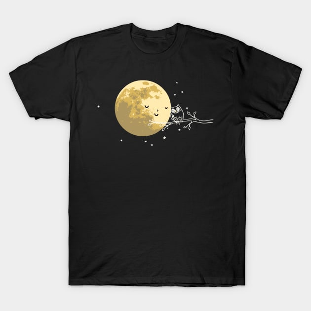 Owl and moon T-Shirt by ilovedoodle